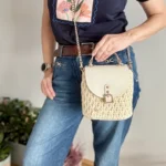 Torebka kuferek śmietankowa perła